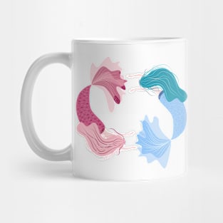 Swimming mermaid with a beautiful tail in patterns. Mermaid, zentangle, silhouette Mug